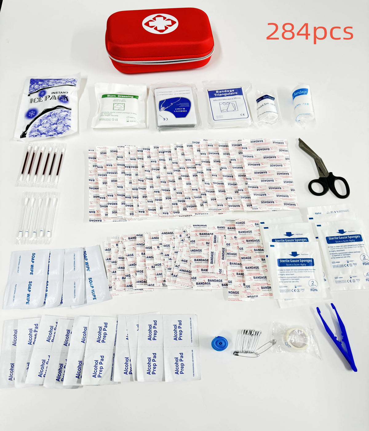 First Aid Kit Complete  92/104/284 Pieces – Compact & Water-Resistant Case