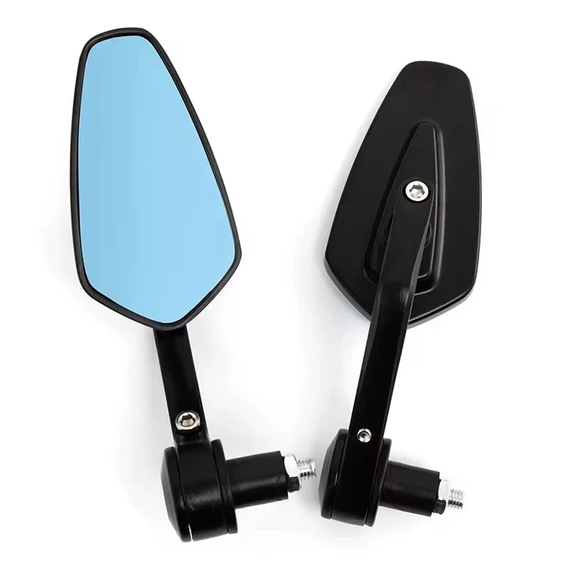 Pair 7/8" Motorcycle Handle bar End Mirrors with Smoke Blue Lens, Universal Fit
