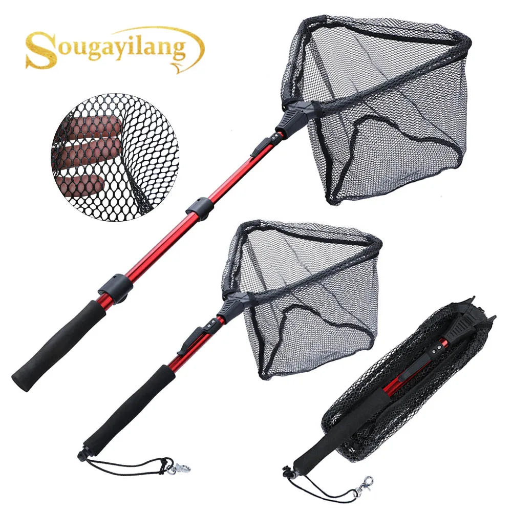 Portable Retractable Fishing Net 75/95/115cm for Bass, Carp, Trout, Multifilament