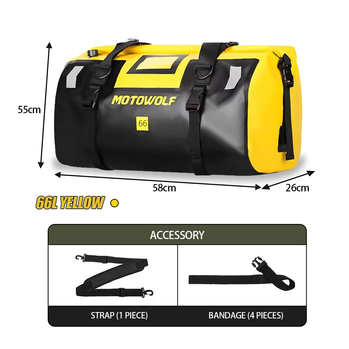 Motorcycle Waterproof Dry Bag 40L 66L Luggage Roll Pack Tail Seat Bag Holdall