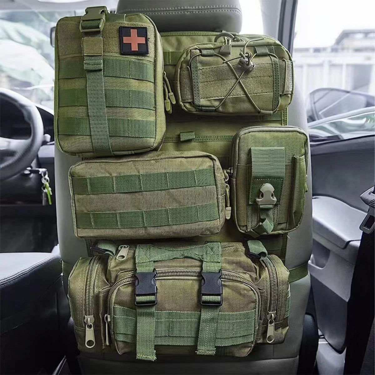 Tactical Car Backseat Hanging Storage Bags – Multi-Pocket, organiser, First Aid,