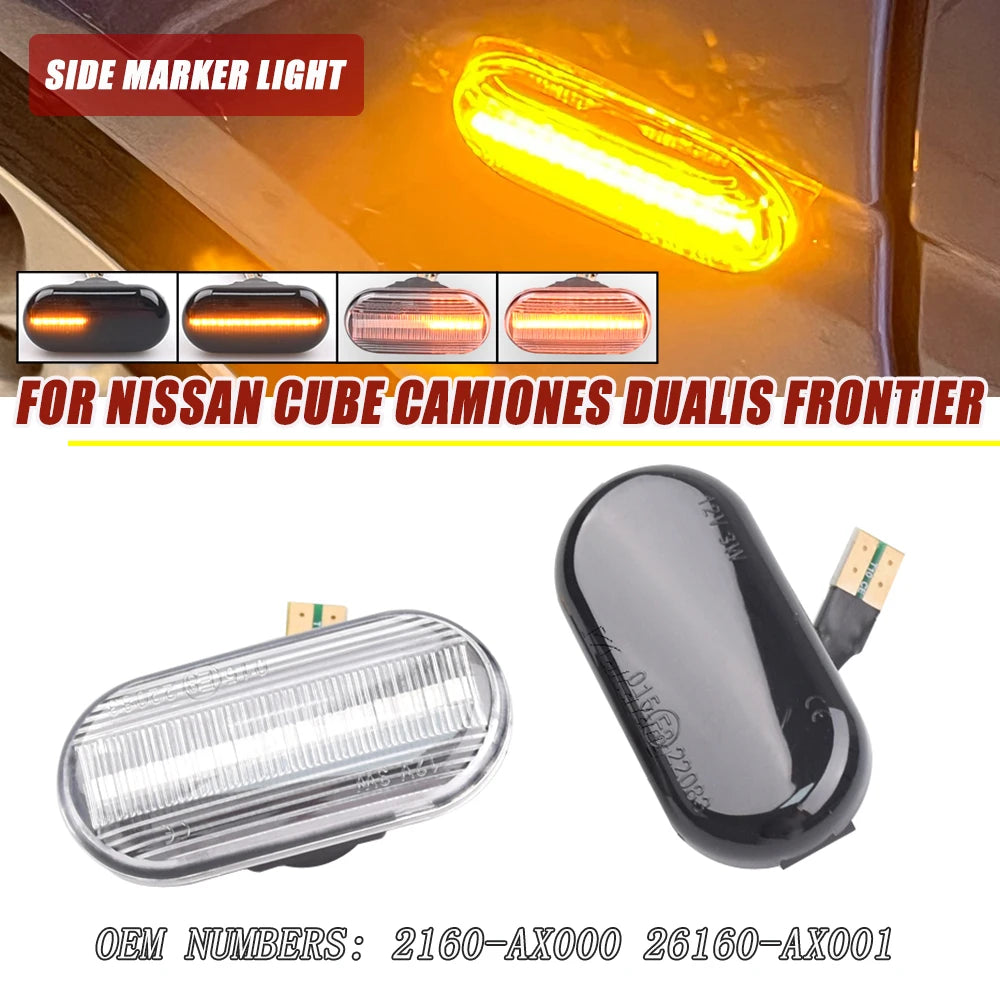 Dynamic LED Turn Signal Side Marker Light for Nissan Navara Note Micra Qashqai