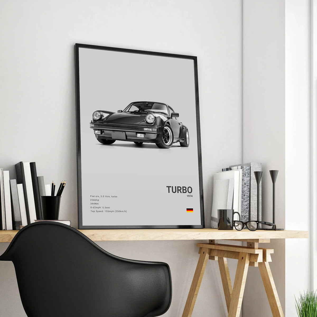 Pop B&W German Luxury Super Sport Car Canvas Poster 911 GT3 RS Turbo 918 993 GT4