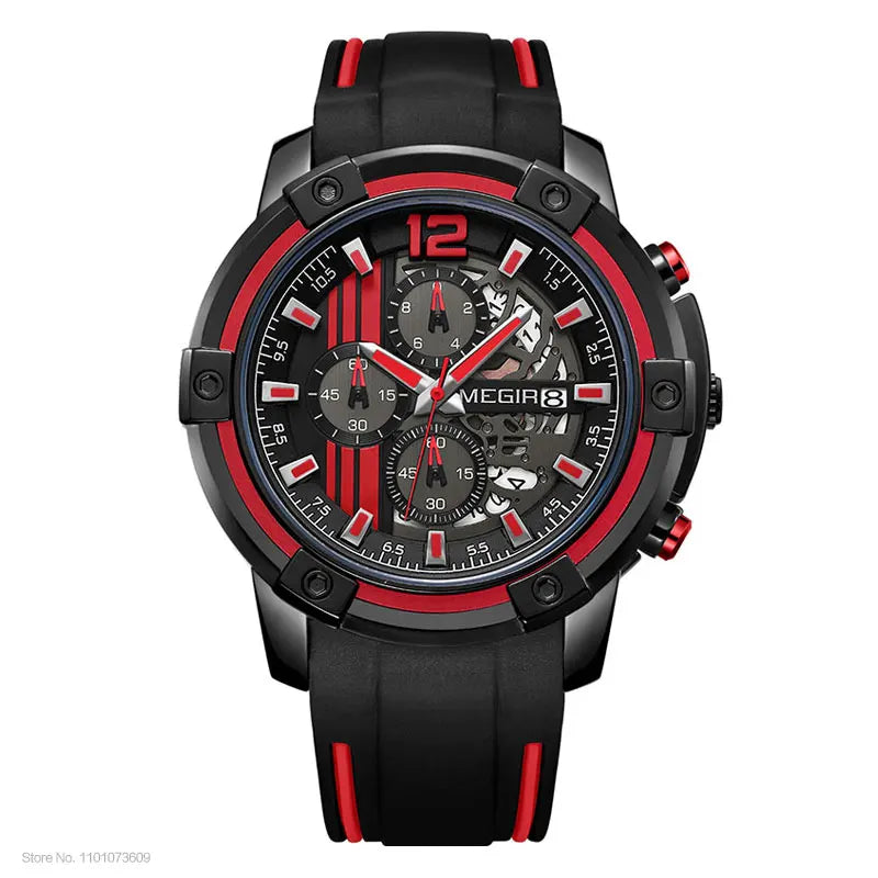MEGIR Men's Sport Chronograph Watch – Waterproof, Luminous, Silicone Strap