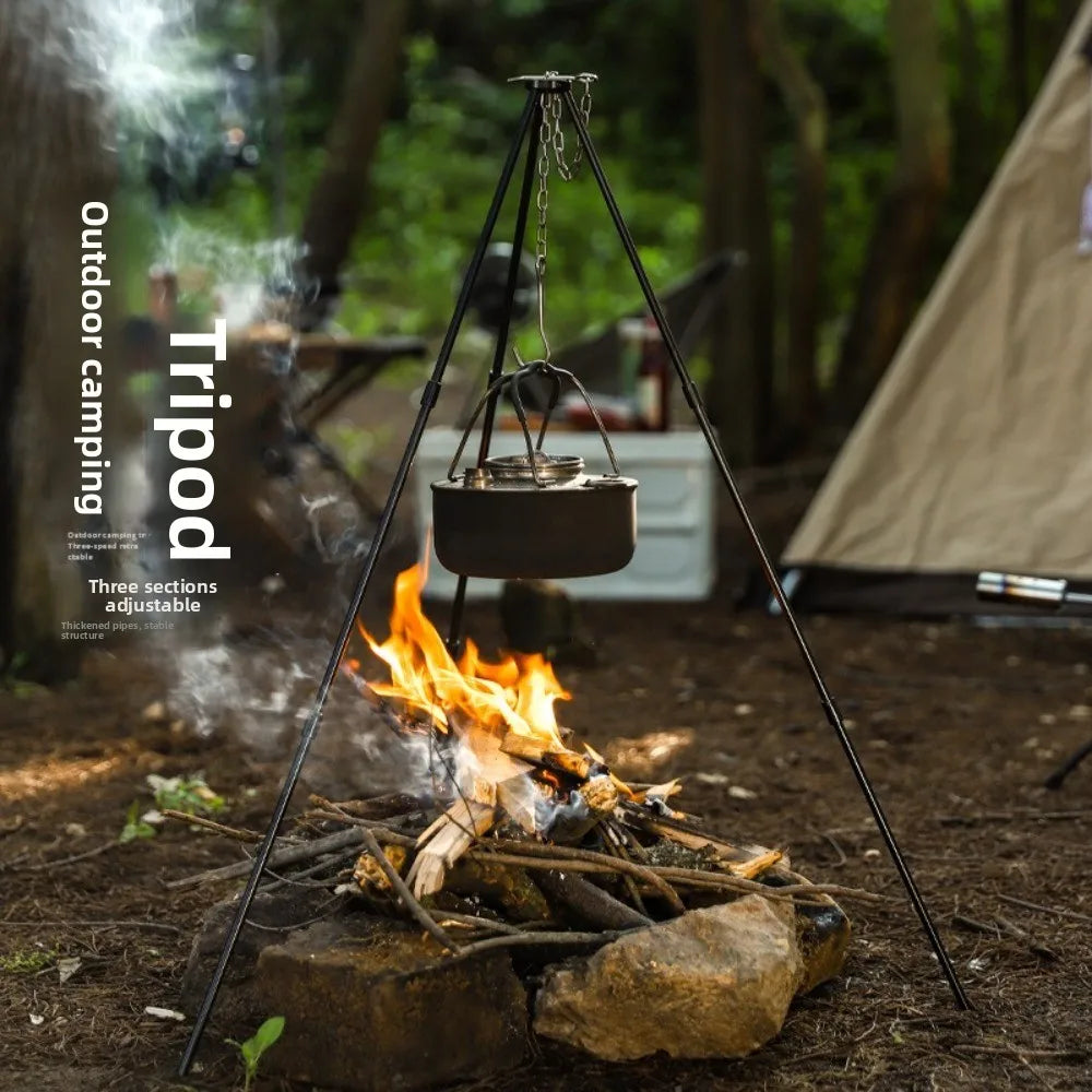 Camping Campfire Tripod Hanging Pot Cooking Aluminum Alloy