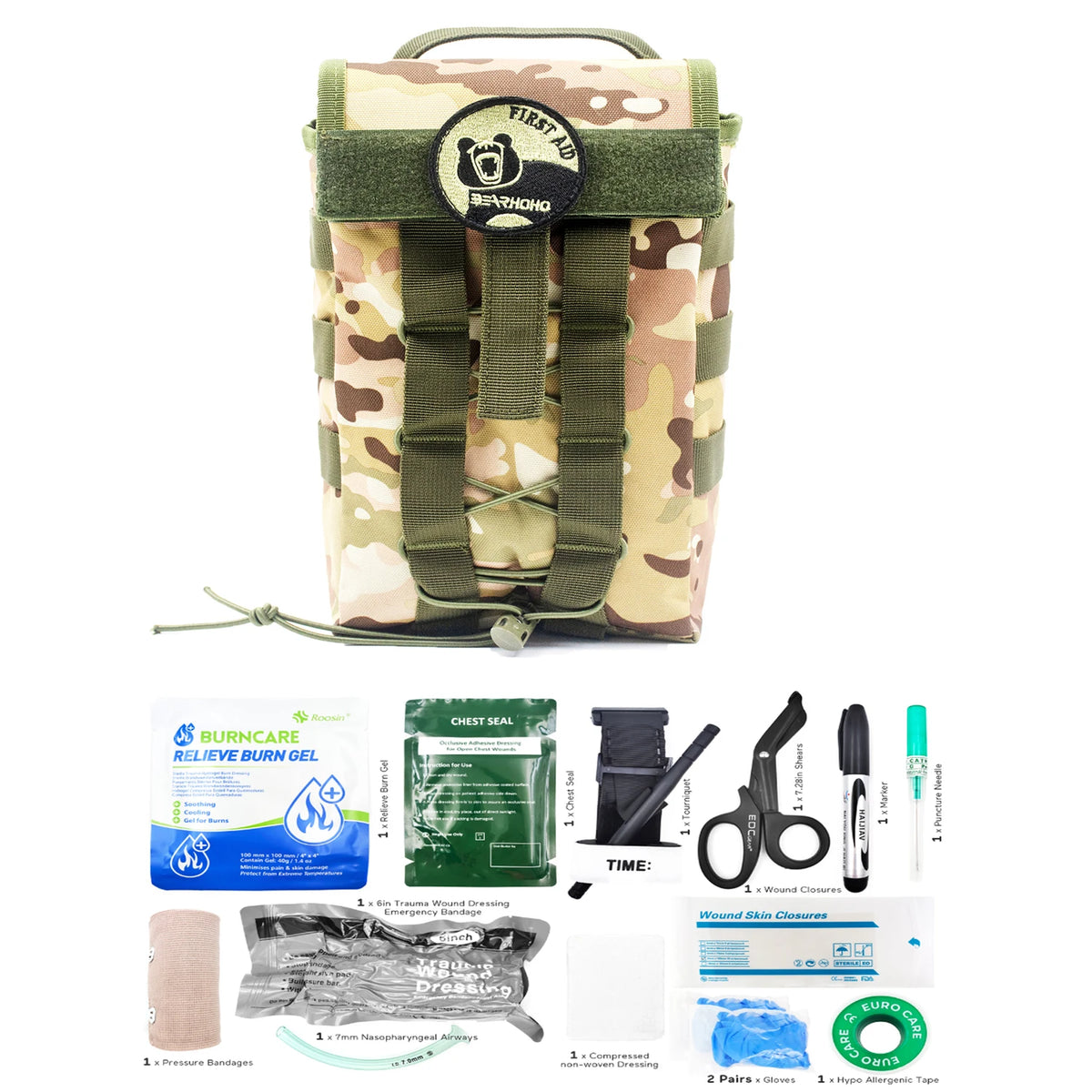 Tactical First Aid Kit Portable Trauma IFAK Emergency Molle Pouch for Hiking