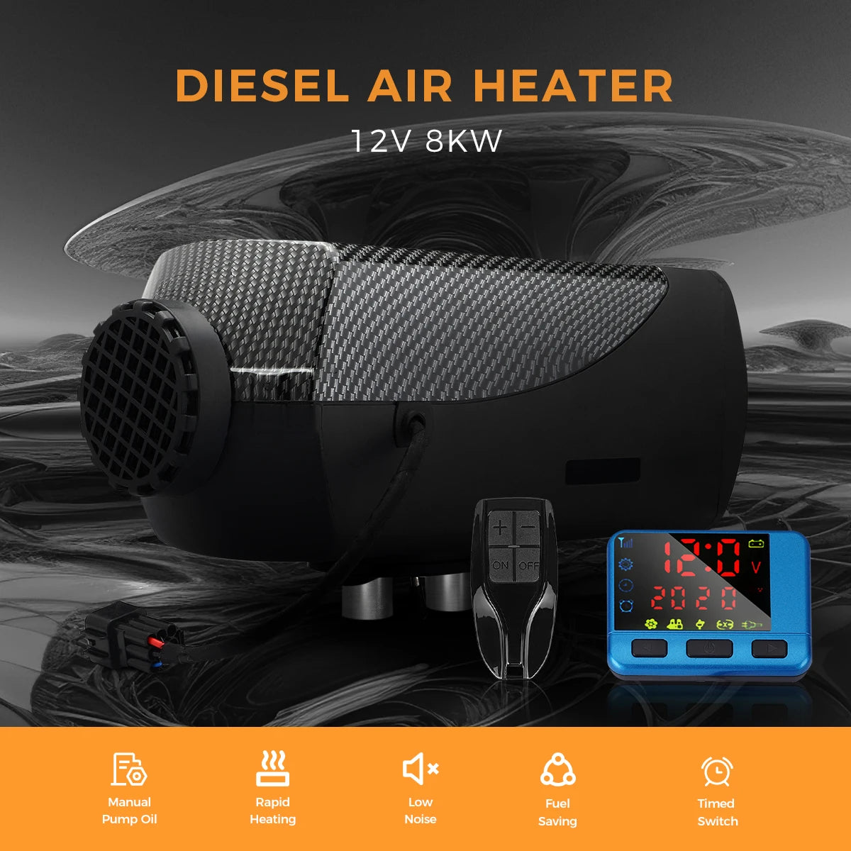 8KW 12V Diesel Air Heater w/ LCD, Remote & Silencer Car Truck Boat UK STOCK