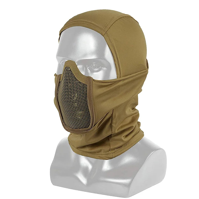 Airsoft Mesh Face Mask with Ear Protection Tactical Paintball Gear