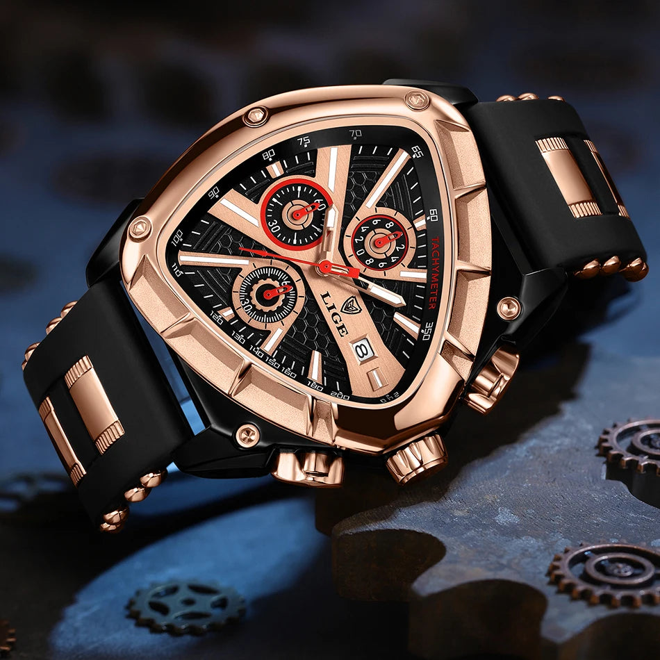 LIGE Original Luxury Men's Watch with Box choice of finish, Perfect Gift
