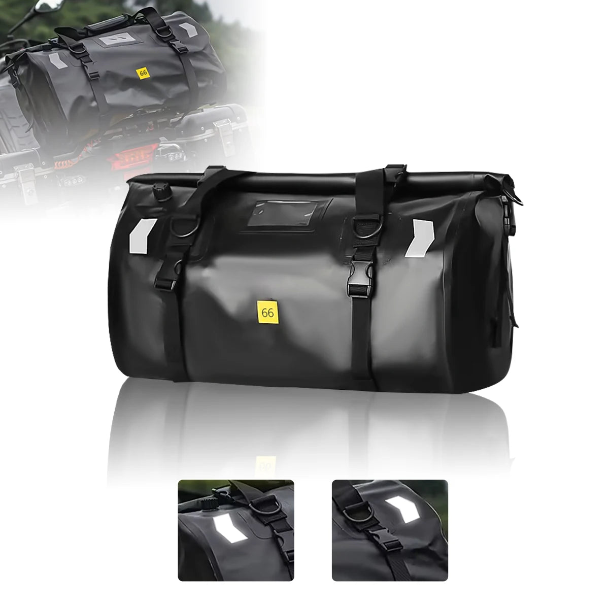 Motorcycle Waterproof Dry Bag 40L 66L Luggage Roll Pack Tail Seat Bag Holdall