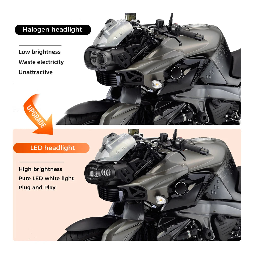 LED Headlight Upgrade for BMW K1200R K1300R 2005-2013 w/ DRL, Projector