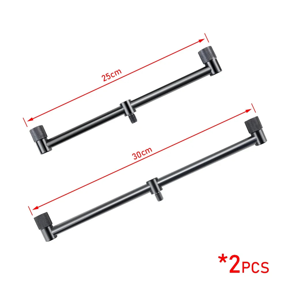 2x Carp Fishing Buzz Bars 20/25/30cm Black for 2 Rods Bank Stick Tackle