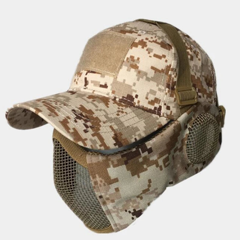 Airsoft Mesh Face Mask with Ear Protection Tactical Paintball Gear