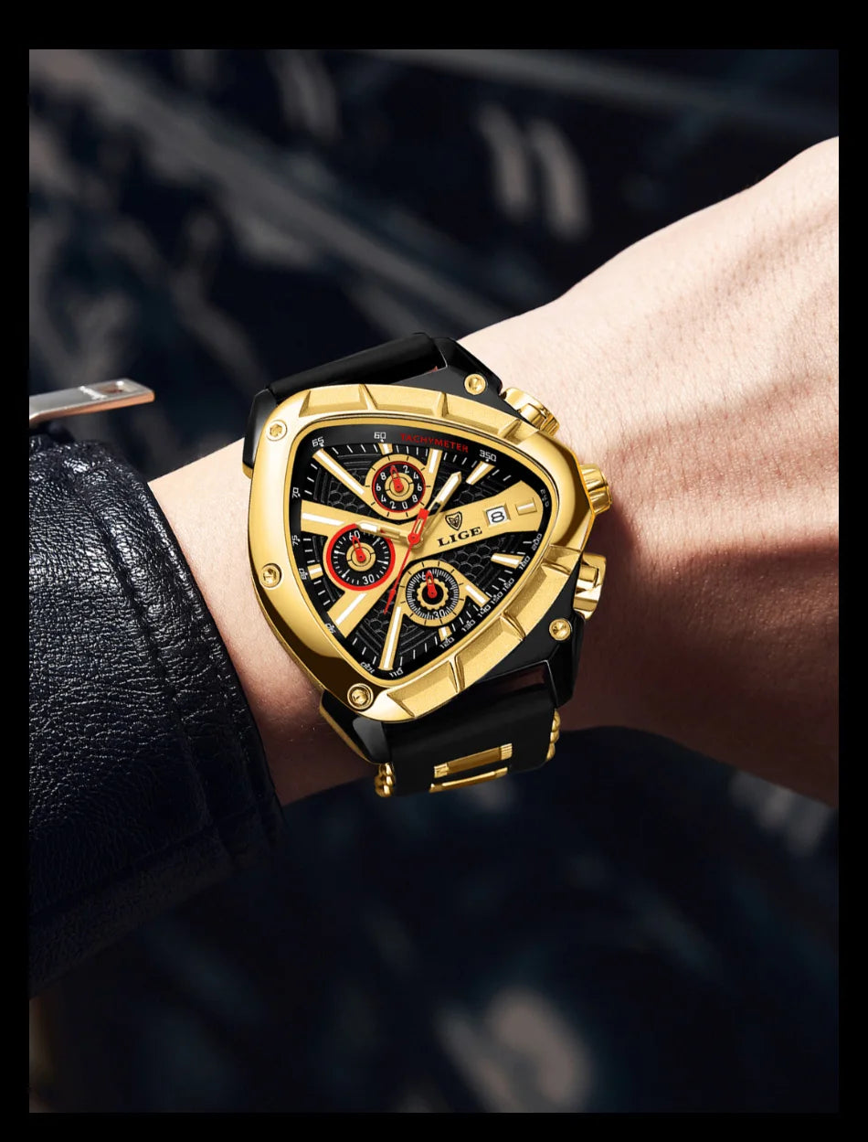 LIGE Original Luxury Men's Watch with Box choice of finish, Perfect Gift