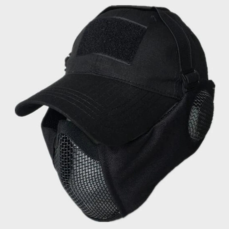 Airsoft Mesh Face Mask with Ear Protection Tactical Paintball Gear