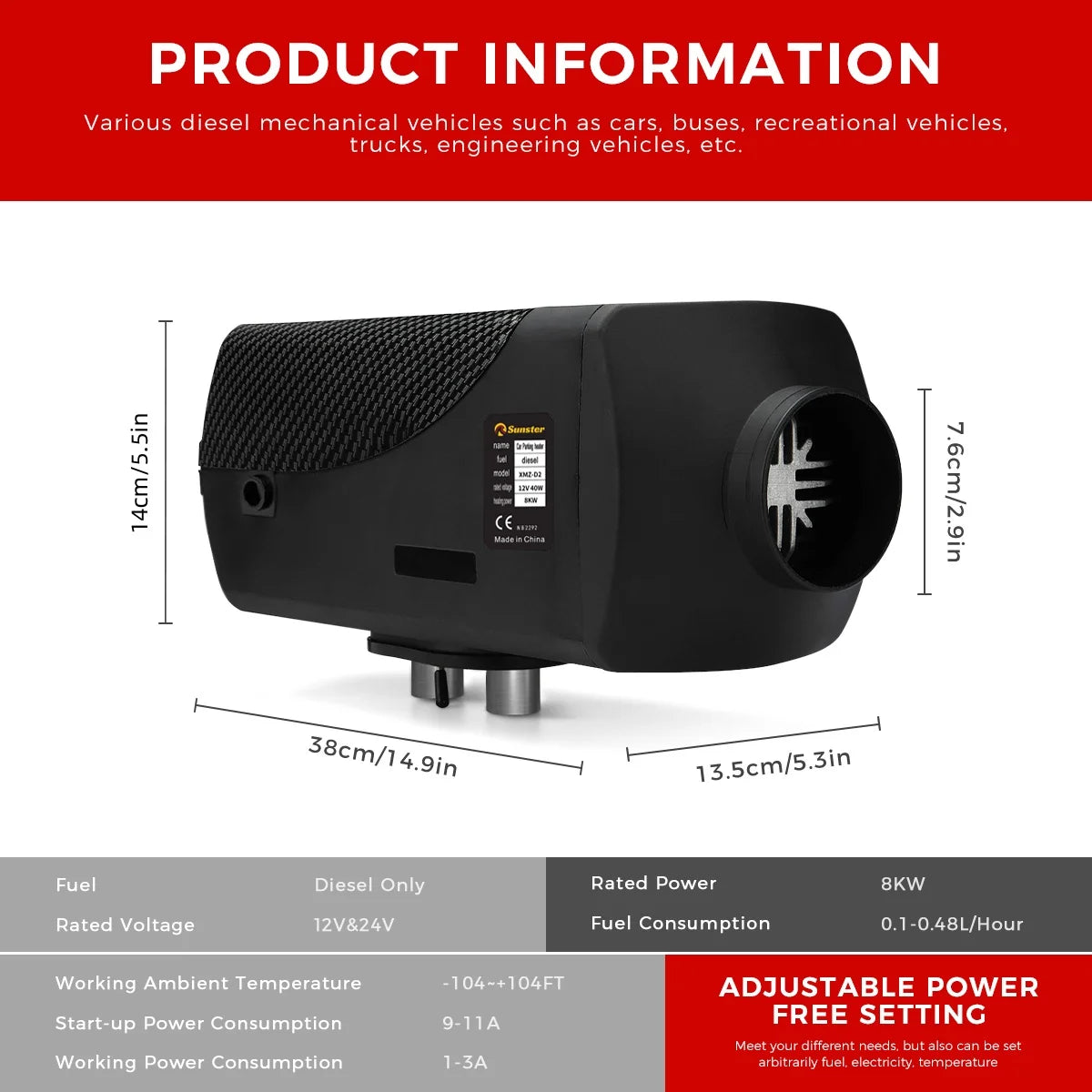 8KW 12V Diesel Air Heater w/Bluetooth App & Remote, RV Truck Camper UK STOCK