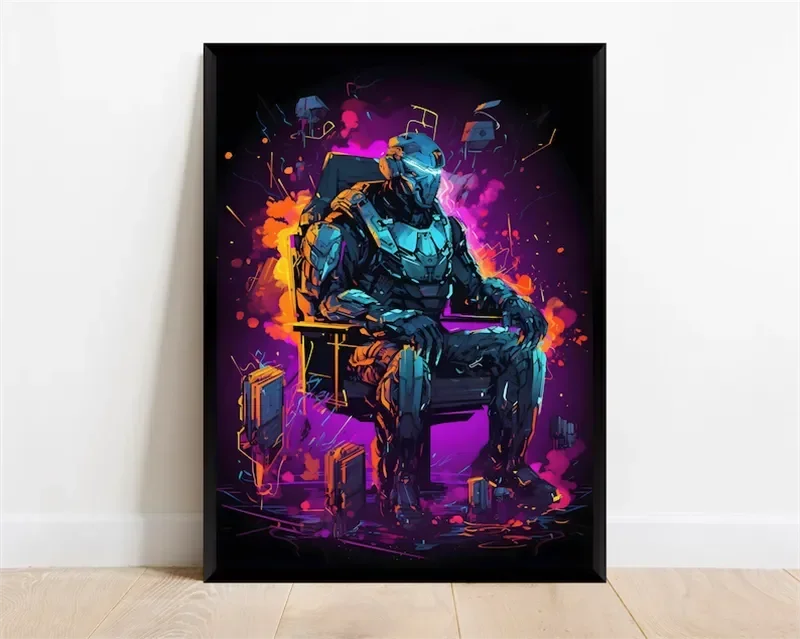 Pop Neon Video Game Character Canvas Wall Art Gamepad Headphones Gaming Room