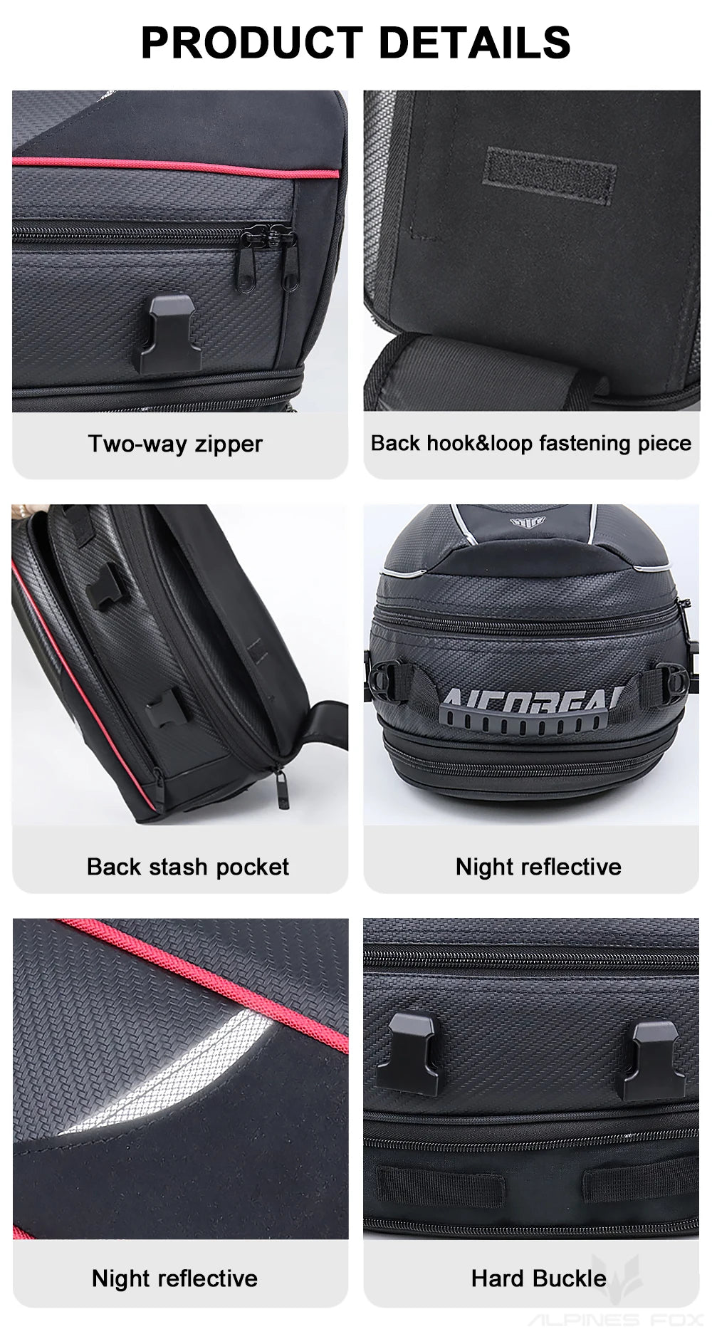 Motorcycle Tail Bag Waterproof Rear Seat Luggage Travel Saddle Pack Touring