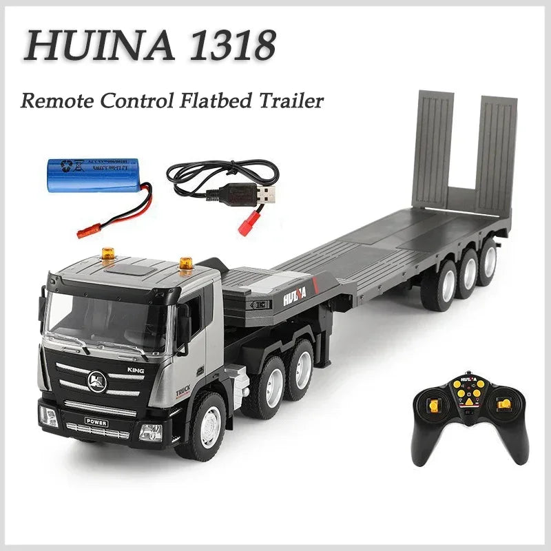 Huina 1318 1:24 RC Unit+Trailer Truck Flatbed 2.4G RC Articulated Toy Gift