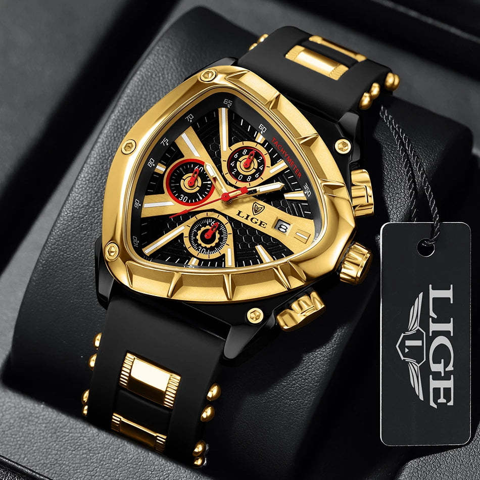LIGE Original Luxury Men's Watch with Box choice of finish, Perfect Gift