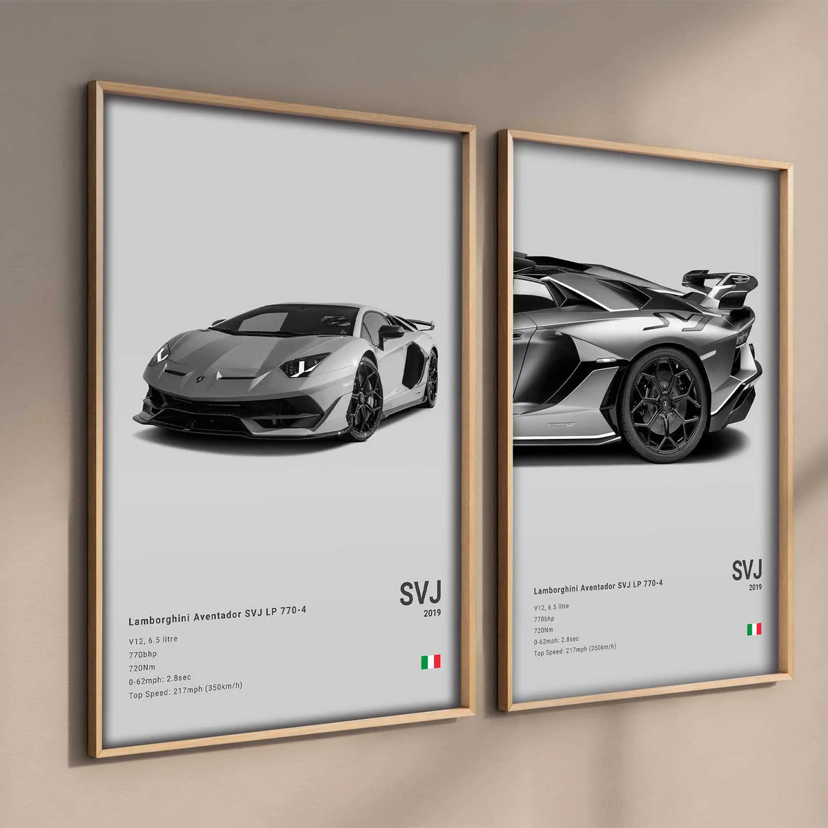 B&W Canvas Poster Luxury Supercar Lamborghini SUV SVJ Wall Art Garage Mancave