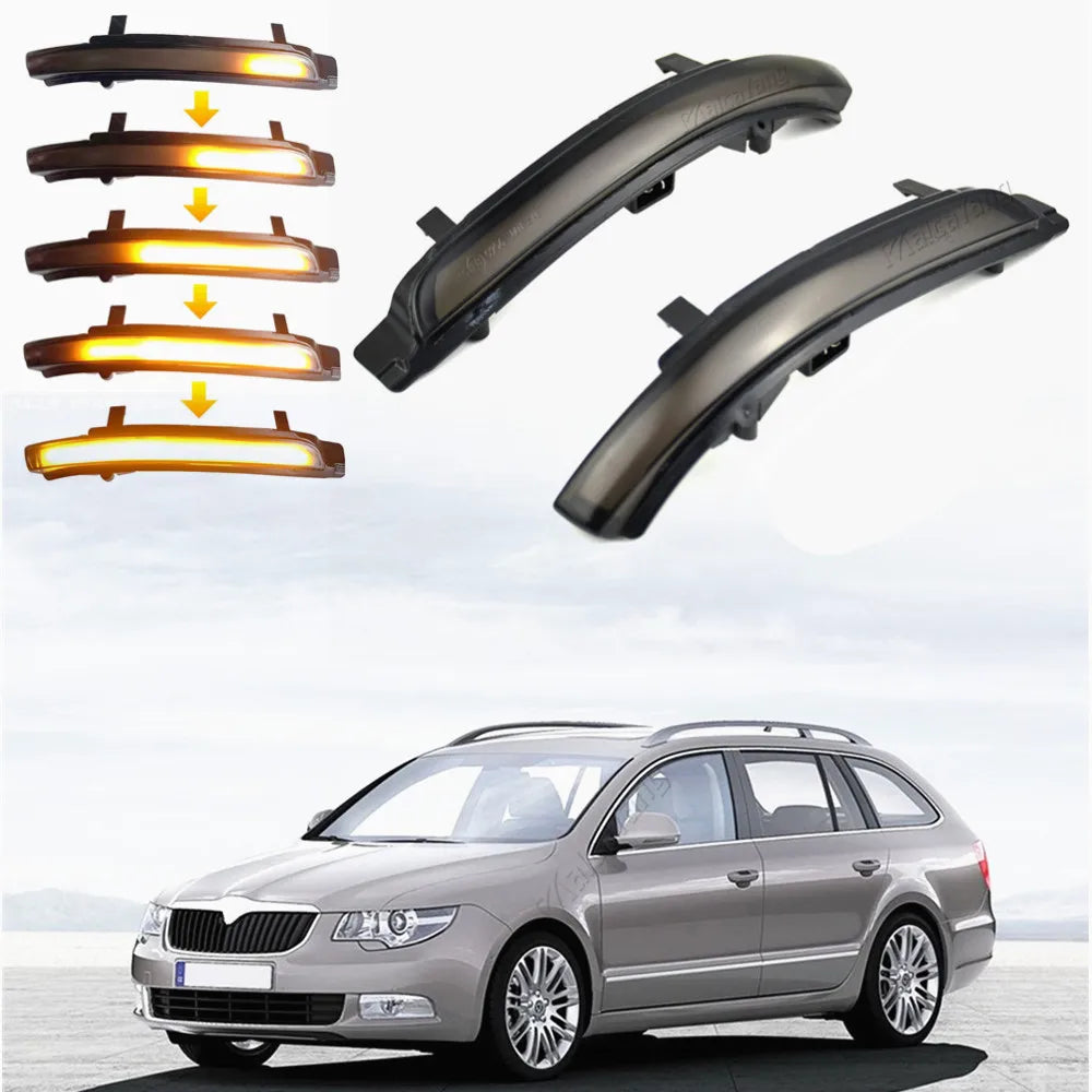 Dynamic LED Turn Signal Blinker Mirror Flasher for Skoda Octavia Superb 2008-2014