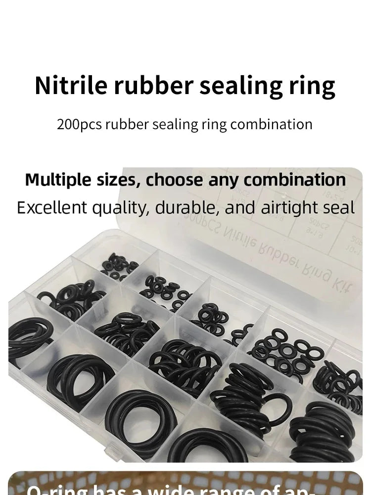 Rubber O Ring Set - 200pcs / 225pcs High-Pressure Sealing Gasket Repair Kit
