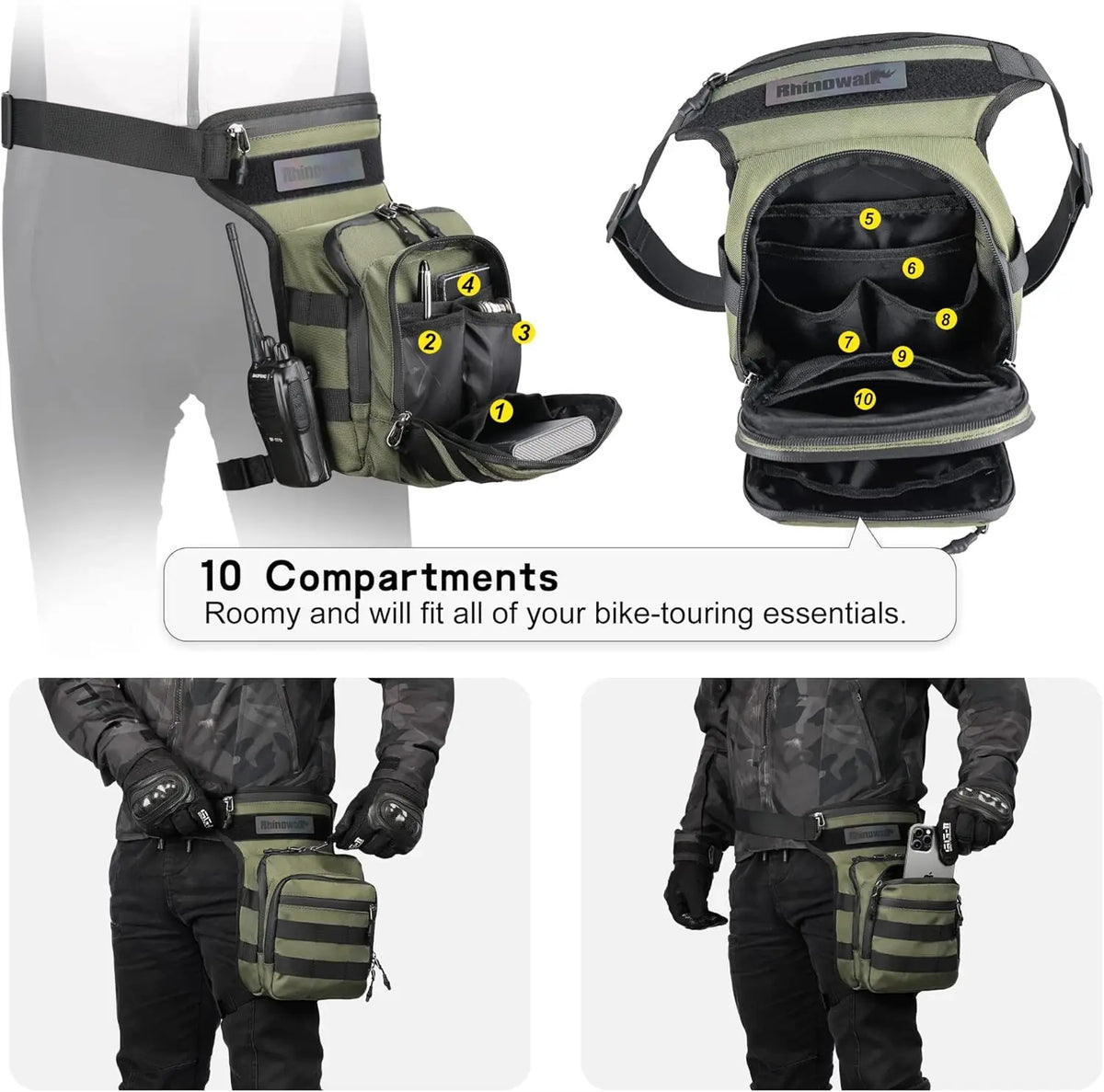 Motorcycle Leg Drop Bag Waterproof Thigh Hip Pouch Tactical Travel Pack waist