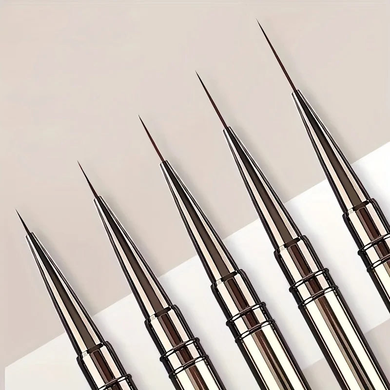 5PC Nail Art Liner Brushes Set - Metal Handle, Acrylic UV Gel Paint DIY Manicure