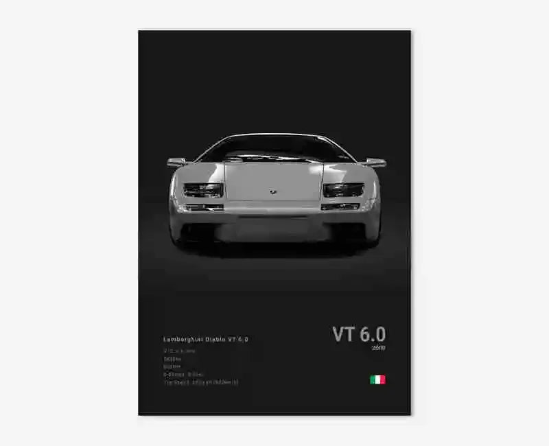 B&W Canvas Poster Luxury Supercar Lamborghini SUV SVJ Wall Art Garage Mancave