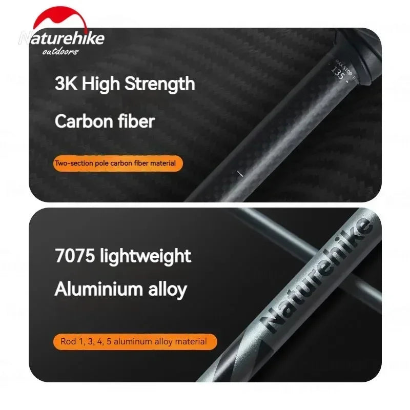 Folding Trekking Pole 5-Section Carbon Aluminium Ultralight Hiking Stick x1