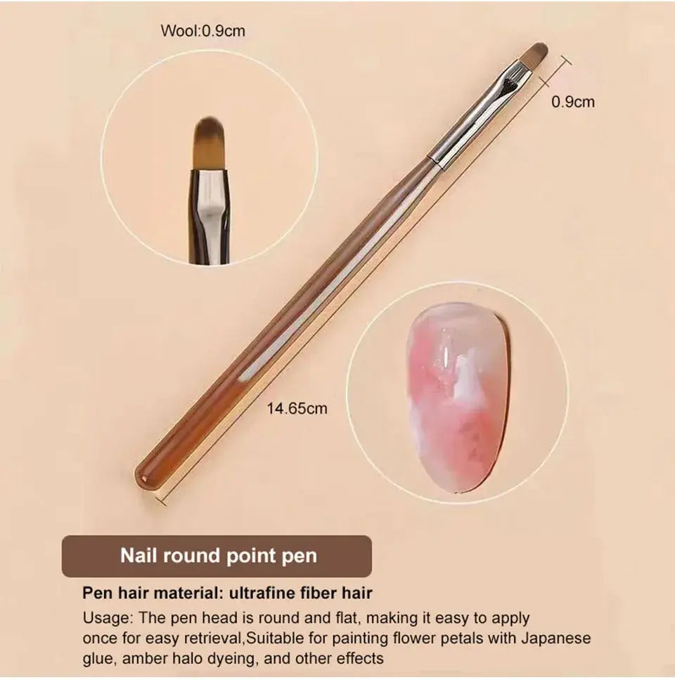9PC UV Gel Nail Brush Set - Acrylic Brush, Liner, DIY Painting, Nail Art Design
