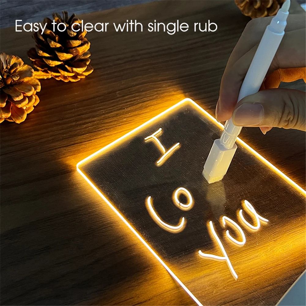 Transparent USB LED Night Light Erasable Write Message Board Notes Desktop