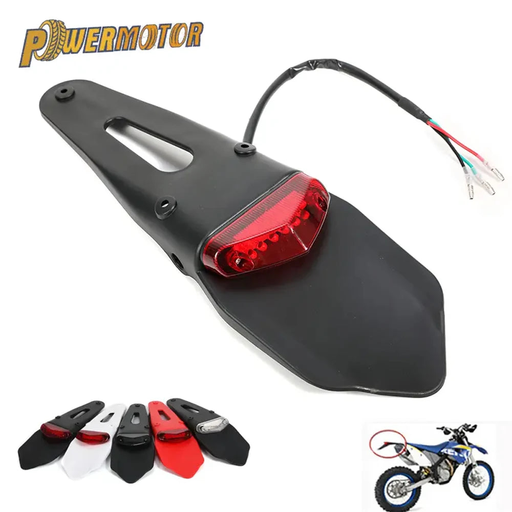Motorcycle Rear Fender Tail Light 12V LED Brake Stop License Plate Lamp for Dirt Bike Supermoto