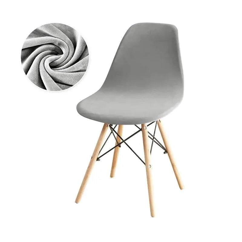 Velvet Shell Chair Cover - Stretch Armless Dining, Home, Wedding, Banquet, Hotel