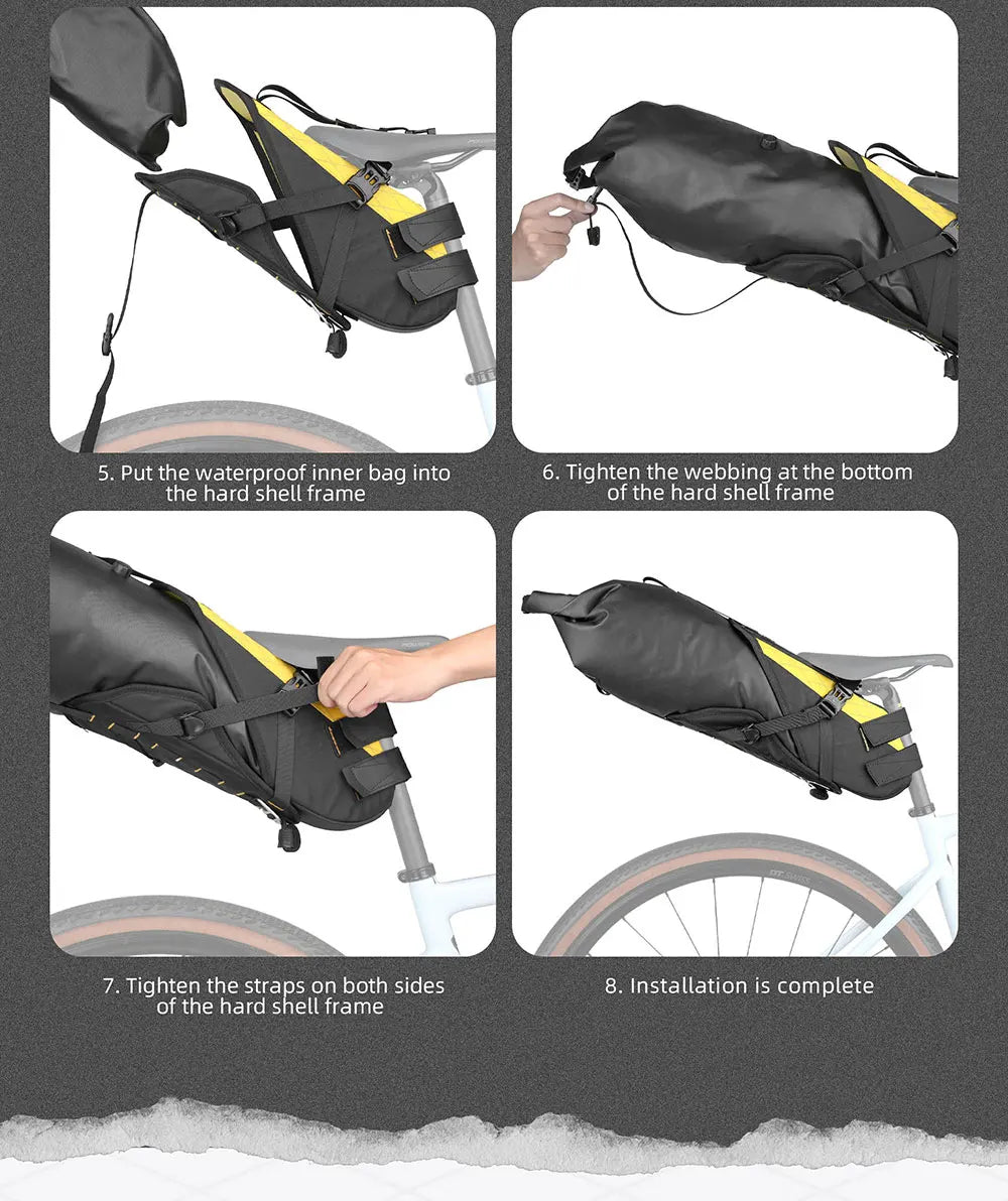 Rhinowalk 14L Waterproof Bike Saddle Bag Large Rear Seat Pack Bikepacking MTB