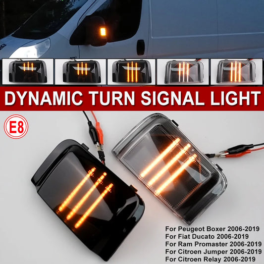 2pcs LED Dynamic Turn Signal Mirror Light For Peugeot Boxer Fiat Ducato Jumper