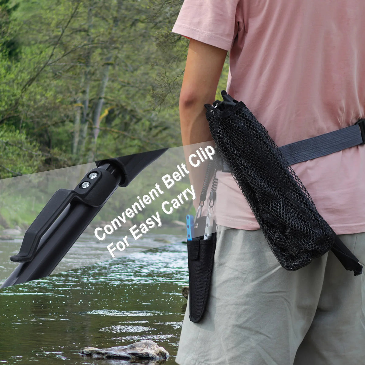 Portable Retractable Fishing Net 75/95/115cm for Bass, Carp, Trout, Multifilament