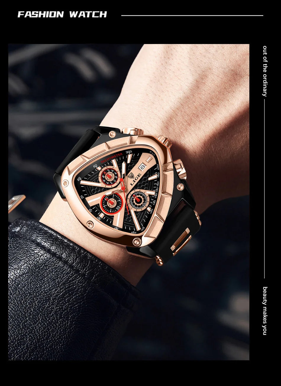 LIGE Original Luxury Men's Watch with Box choice of finish, Perfect Gift