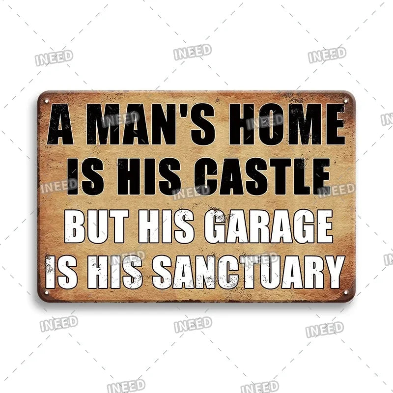 Funny Quote Tin Sign, Garage Wall Plaque, Humorous Metal Sign for Man Cave Decor