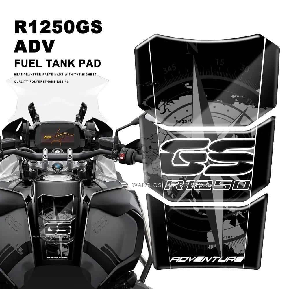 BMW R1250GS Tank Pad 3D Resin Protector Triple Black, Adventure 2019-2022
