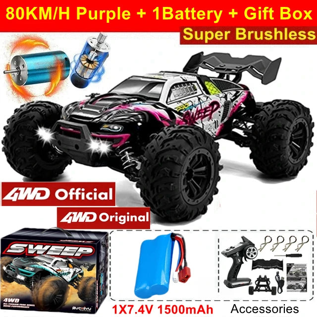 4WD RC Car 1:16 Off-Road  35KMH Brushed / 70KMH Brushless High-Speed truck 4x4