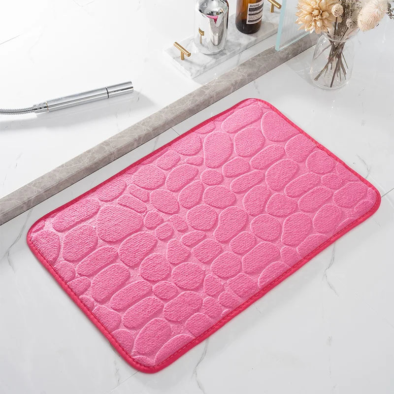 Cobblestone Memory Foam Bath Mat - Non-Slip Super Soft Bathroom Rug 40x60cm