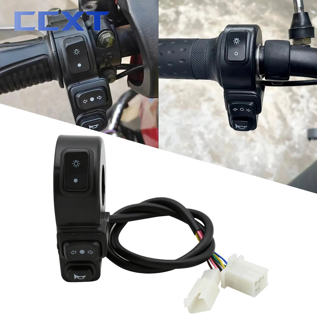 Universal 3in1 Motorcycle Switch 22mm bars Lights Turn Signal Horn