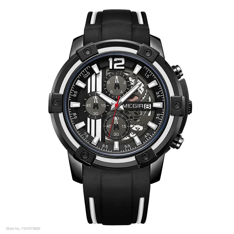 MEGIR Men's Sport Chronograph Watch – Waterproof, Luminous, Silicone Strap