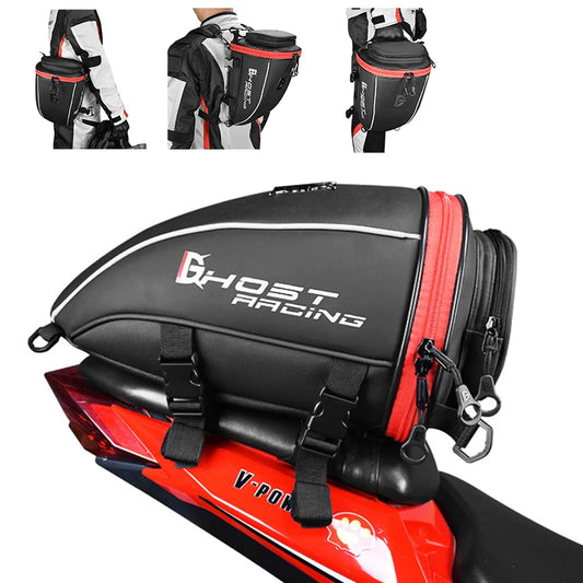 Motorcycle Tail Bag 10L Waterproof Rear Seat Backpack Luggage Pack GHOST RACING