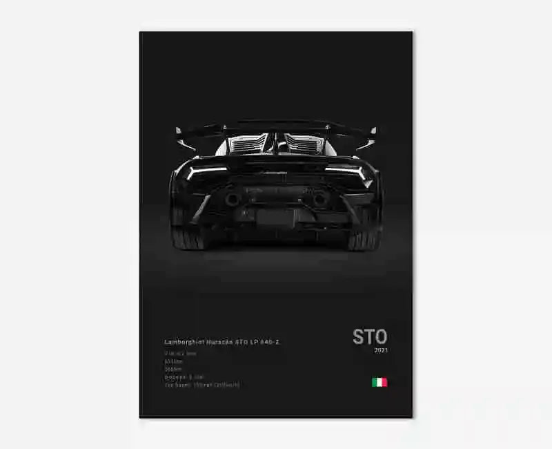 B&W Canvas Poster Luxury Supercar Lamborghini SUV SVJ Wall Art Garage Mancave