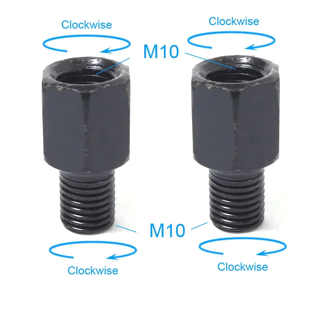 Black Motorcycle Mirror Adapters M10 M8 Right/Left Thread Conversion for Mirrors