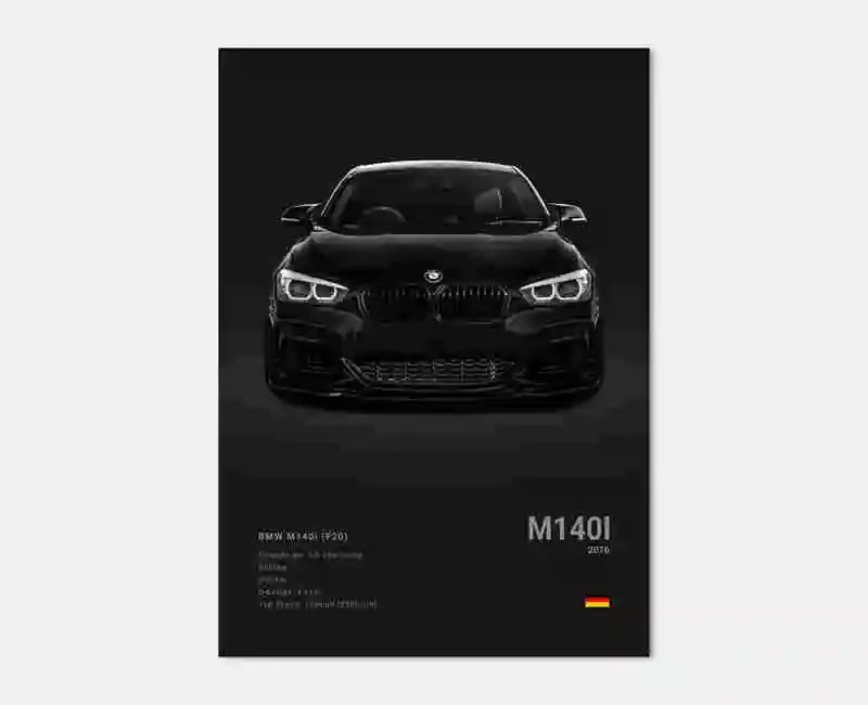 Pop B&W Luxury Car Canvas Poster Mancave Supercar MSport F80 M3 M140 GTR F87 G80