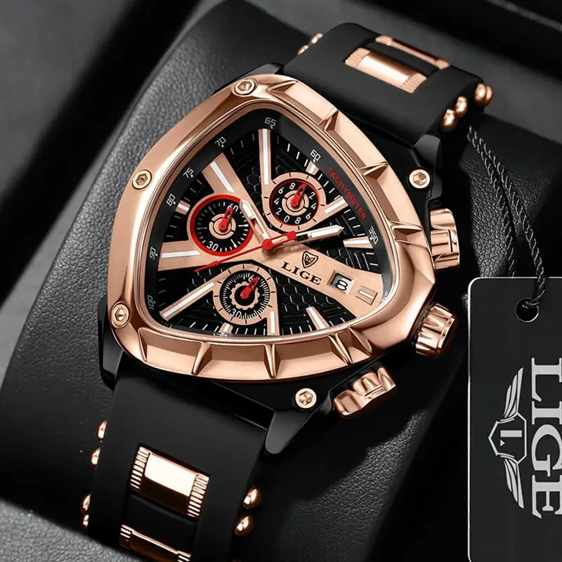 LIGE Original Luxury Men's Watch with Box choice of finish, Perfect Gift